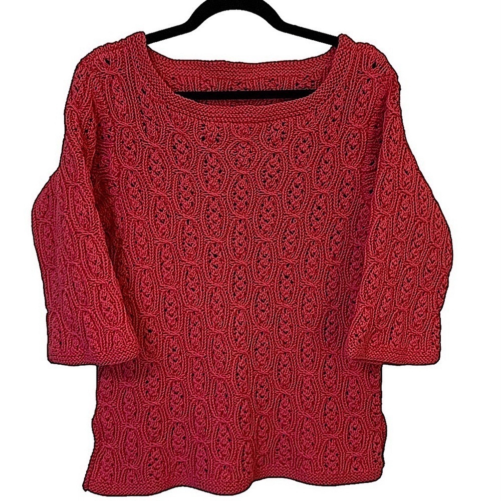 Barbiecore Hot Pink Hand Knitted Cotton Sweater Size Medium